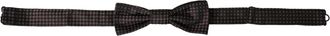 Dolce & Gabbana Mens Bow Tie Geometric Pattern - Dark Grey Silk - One Size