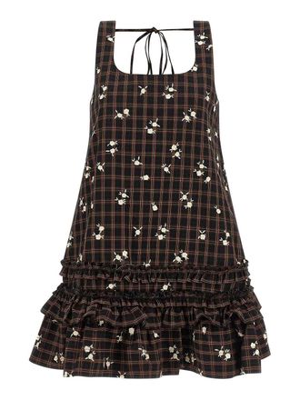 Ganni check flower dress