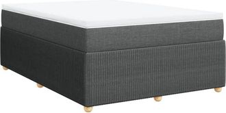 vidaXL Cama Box Spring Con Colch&oacute;n Tela Gris Oscuro 140x190 Cm Vidaxl