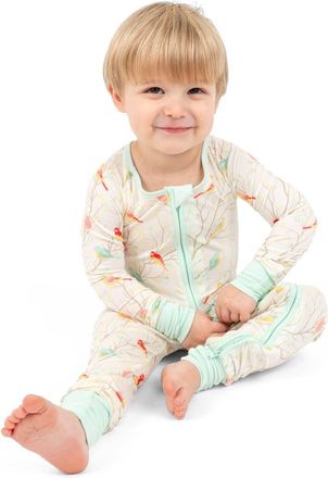Leveret Viscose Matching Family Holiday Pajama Sleeper, Reindeer & Polar Bear Prints in Birds at Nordstrom, Size 12-18M