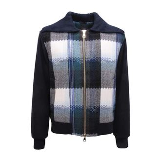 Missoni Giubbotto Wool Jacket E - Heren - Vesten - Blauw - M - Wol - Truien & Vesten