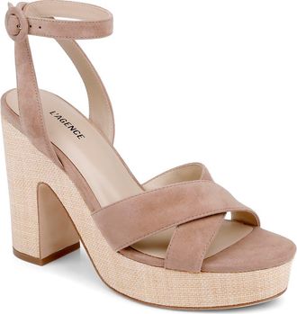 L'agence Sandrine Ankle Strap Platform Sandal in Cappuccino Suede at Nordstrom, Size 7.5