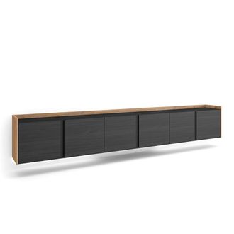 Skraut Home Mueble tv efecto madera negro y roble 309x35x50cm colgado