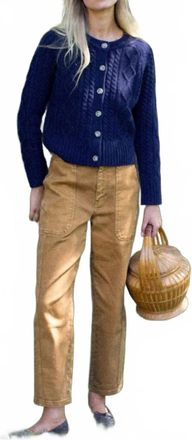 Marea Francis Cable Knit Cardigan In Navy