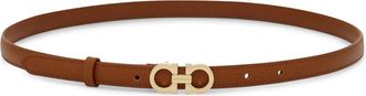 Ferragamo Textured Leather Belt with Gold-tone Gancini Buckle
