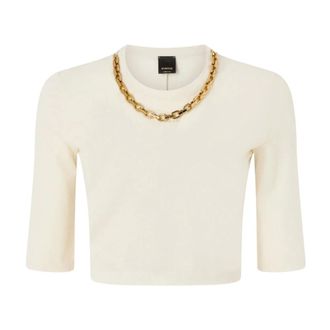 Pinko Kimberly Maglia Costina Crepe - female - PINKO - T-Shirts - Beige - XS - Tops