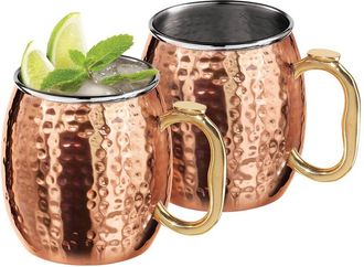 Oggi Set Of 2 Hammered Moscow Mule Mugs