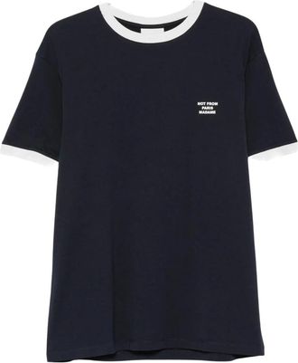 Dr&ocirc;le de Monsieur Tops, Heren, Blauw, M, Katoen, Logo-print T-shirt