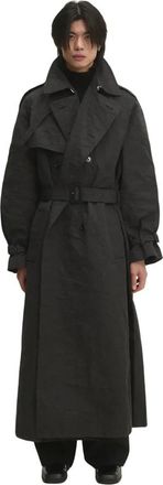 VETEMENTS Metalized Wrinkled Trenchcoat - Heren - Trenchcoats - Zwart - L - Katoen - Jassen