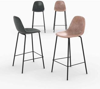 Rendez-Vous D&eacute;co Pack De 4 Sillas Para Isla Central Henrik Topo Y Gris/negro 65 Cm