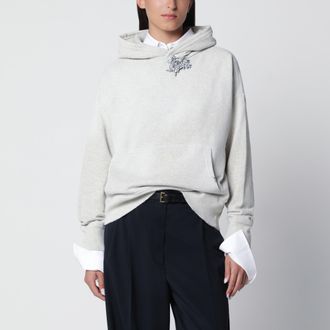 Prada Felpa con cappuccio color marmo in cotone