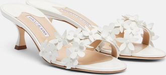 Manolo Blahnik Anistarona floral-appliqu&eacute; leather mules