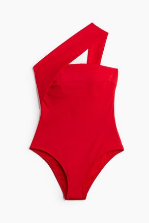 H&M One-Shoulder-Badeanzug mit wattierten Cups - Rot