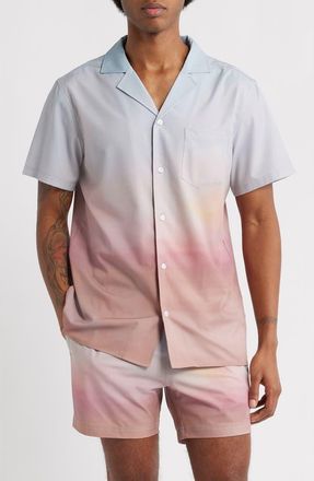 MAVRANS Sunset Weekend Short Sleeve Performance Button-Up Shirt in Multi at Nordstrom, Size Medium