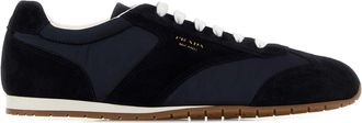 Prada Dark Blue Suede And Fabric Sneakers