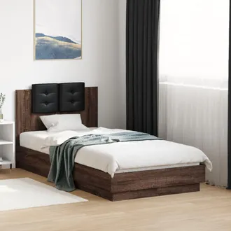 vidaXL Vidaxl - Cama Con Cabecero Madera De Ingenier&iacute;a Marr&oacute;n Roble 75x190 Cm
