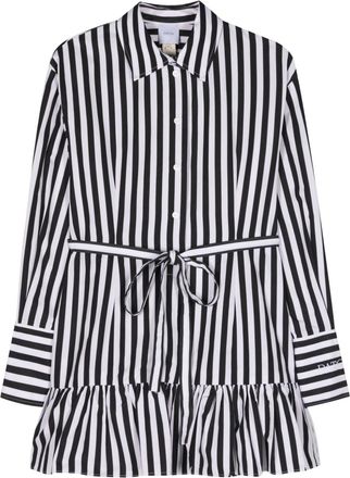 Patou striped mini shirt dress - women - Cotton - 34 - Black