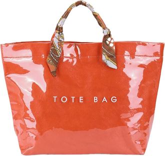 Generic PVC Tote Bag Shoulder Bag Top Handle Shopping Bag Hobo Bag for Women (Orange)