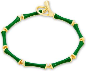 Savvy Cie Jewels 14K GOLD PLATED OVER BRASS PINK ENAMEL TOGGLE DESIGN CLASP BRACELET