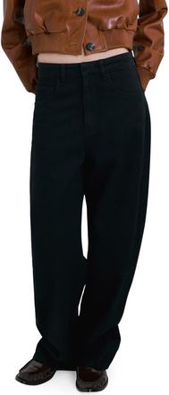 Mango Mid Rise Balloon Jeans in Black Denim at Nordstrom, Size 10