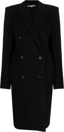 Stella McCartney Zwarte Double-Breasted Jas - Dames - Mantel - Zwart - XS - Wol - Jassen