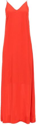 Nude V-Neck Premium Viscose Maxi Dress