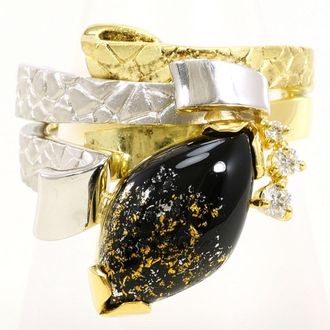 C&A Black Platinum Yellow Gold Yellow Gold (18K) Platinum 900 Band Ring (Pre-Owned)