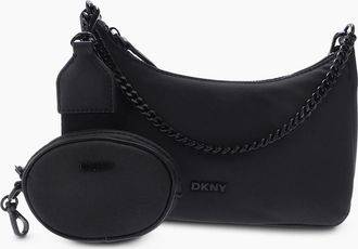 DKNY Womens Cairo Md Pouchette Fluffy Crossbody Bag - Black - Size: ONE size