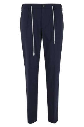 Eleventy Blue Drawstring-Band Wool Jogger Pants