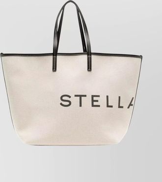 Stella McCartney canvas logo beach tote bag