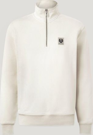 Belstaff Quarter Zip Sweatshirt Mens Cotton Fleece Silver Birch Size 2XL
