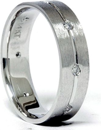 Pompeii3 Mens White Gold Comfort Fit SI Diamond Wedding Band New