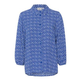Saint Tropez Blue Tiles Shirt with &frac34; Sleeves - female - Saint Tropez - Shirts - Blue - 2XL - Blouses & Shirts