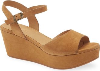 Chocolat Blu Winka Platform Wedge Sandal in Camel Suede at Nordstrom, Size 9.5
