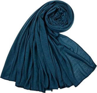 Generic Breathable Jersey Headscarf for Women - Soft Elastic Solid Color Hijab Scarf, Large Size, Lightweight Rayon Cotton Blend, Ideal for Daily Wear (Teal, 
