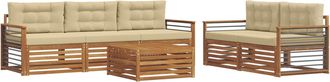 vidaXL Conjunto De Sof&aacute;s De Exterior 6 Uds. Natural Y Beige Vidaxl