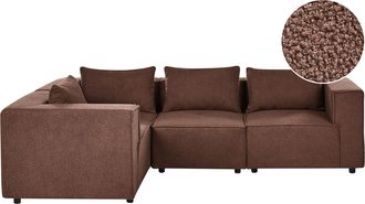 Beliani Sof&aacute; Esquinero Derecho Moderno 4 Plazas Modular Tapizado De Boucl&eacute; Marr&oacute;n Axebo