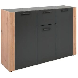M&S Collection Madia Soggiorno Moderna 3 Ante 1 Cassetto Credenza Rovere Antracite