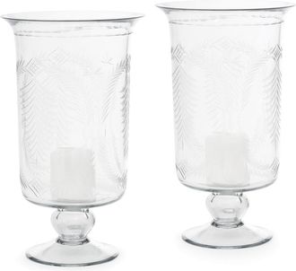 Go Home Set Of 2 Tall Etched Hurricanes