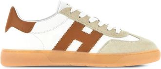 Hogan Witte leren sneakers met su&egrave;de inzetten - Heren - Sneakers - Veelkleurig - 41 EU - Su&egrave;de - Schoenen