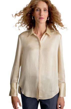 M.M.LaFleur Tatum Plisse Shirt in Ivory at Nordstrom, Size X-Small