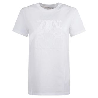 Max Mara Camiseta de algod&oacute;n con cuello redondo - Tops - Mujer - Blanco - XL