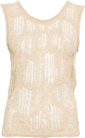 System distressed open-knit top - women - Cotton/Nylon - 36 - Brown