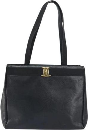 Ferragamo Pre-owned Leren Tote - Dames - Vintage Shopper - Zwart - ONE Size - Leer - Vintage