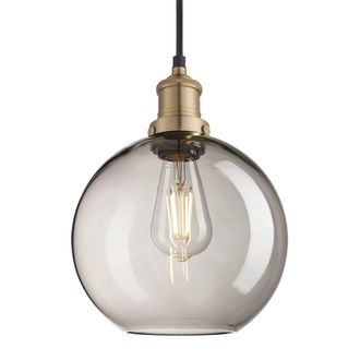 Industville Brooklyn Glass Globe Pendant - 9 Inch - Mocha in Metallic Gold | Size: 9 inches