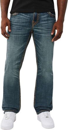 True Religion Ricky Super T Flap Straight Jeans in Sideline Raw Dark Wash at Nordstrom, Size 40