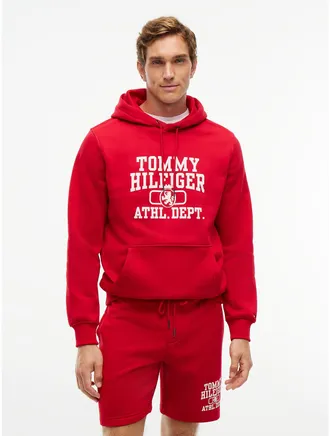 Tommy Hilfiger Mens Athletic Department Logo Hoodie - Medium Red - XXXL