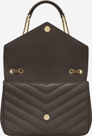 Saint Laurent Womens Loulou Large Quilted Lamb Leather Bag Brown Shoulder