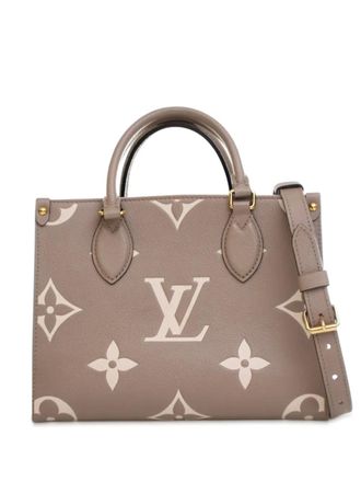 Louis Vuitton 2021-2025 Monogram Empreinte Giant OnTheGo PM tweekleurige tas - Bruin