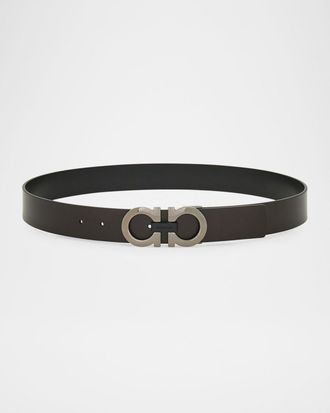 Ferragamo Men & apos;s Gancini Reversible Leather Belt
